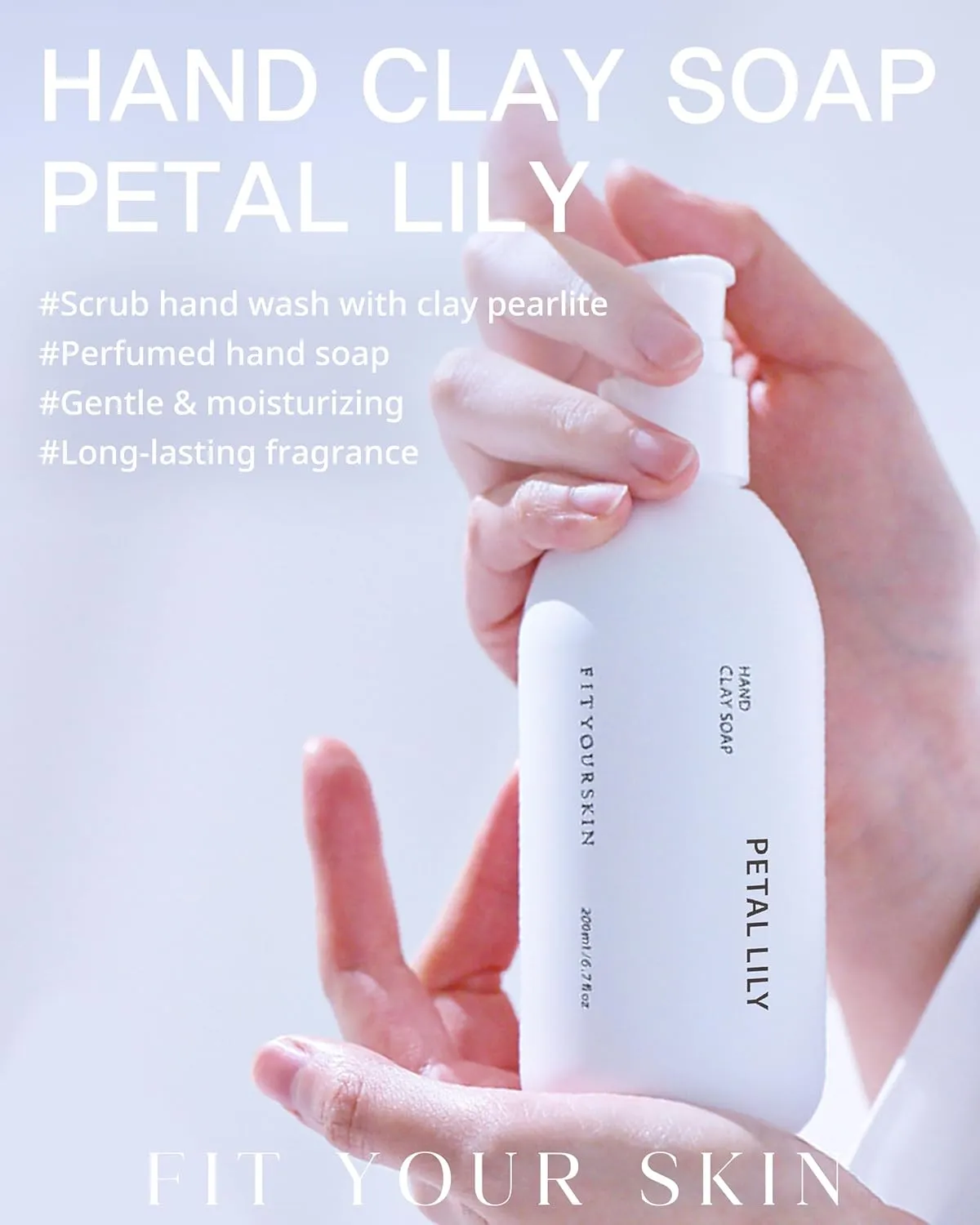 Perfumed Hand Clay Soap #Petal Lily - Exfoliating & Moisturizing Hand Scrub Gel to Bubble Wash - Clay Pearlite & Mineral - Gentle & Long Lasting Fragrance - 1.7 fl.oz