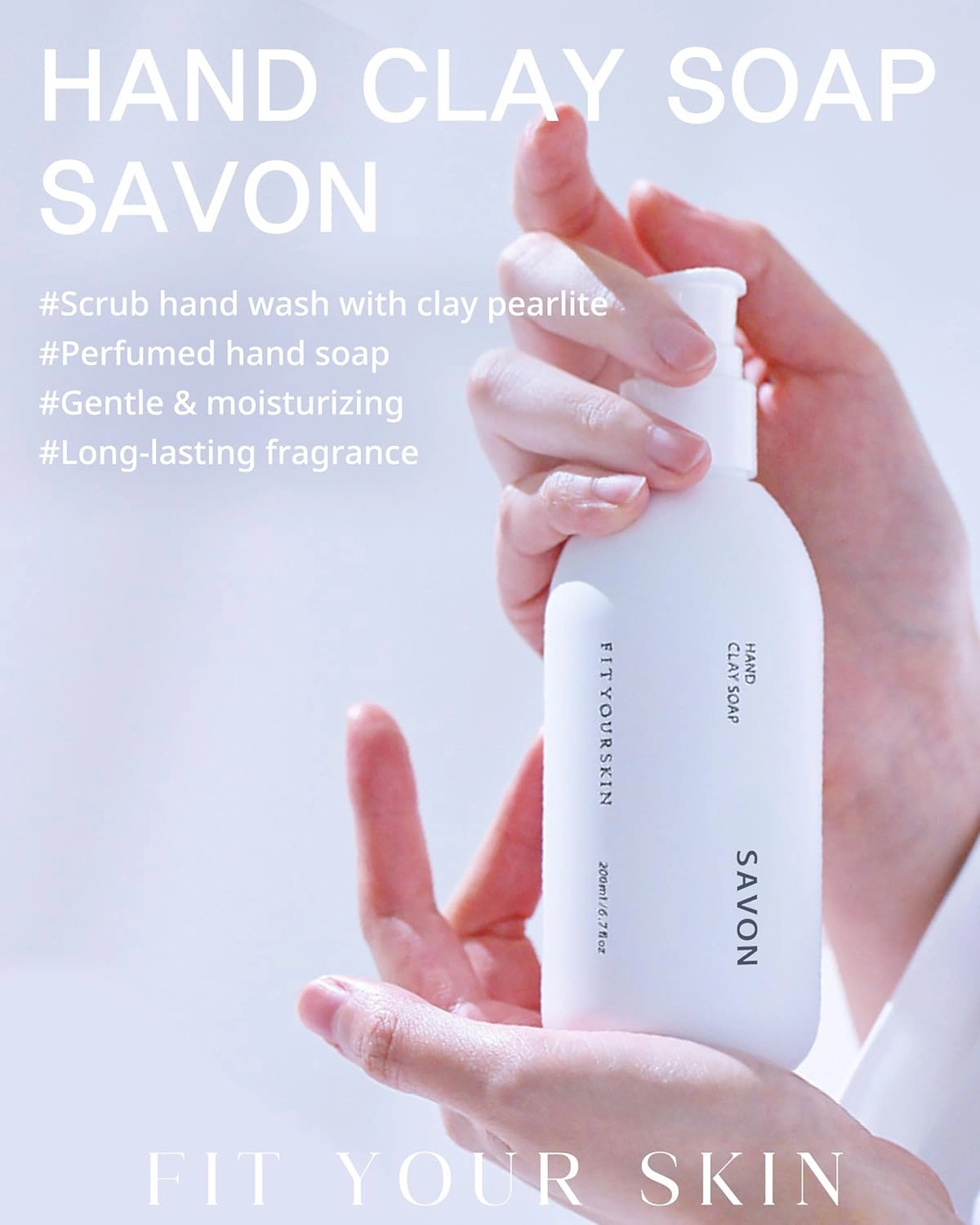 Perfumed Hand Clay Soap #Savon - Exfoliating & Moisturizing Hand Scrub Gel to Bubble Wash - Clay Pearlite & Mineral - Gentle & Long Lasting Fragrance - 1.7 fl.oz
