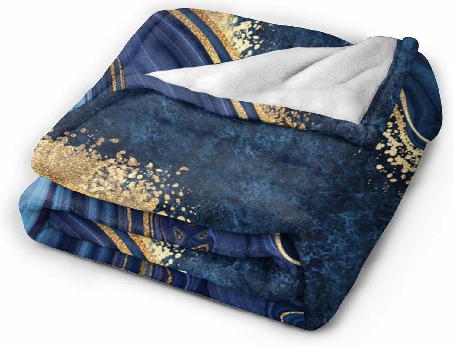 Perinsto Blue Painted Marble Throw Blanket Ultra Soft Warm All Season Marbling Painting Decorative Fleece Blankets for Bed Chair Car Sofa Couch Bedroom 50"X40"