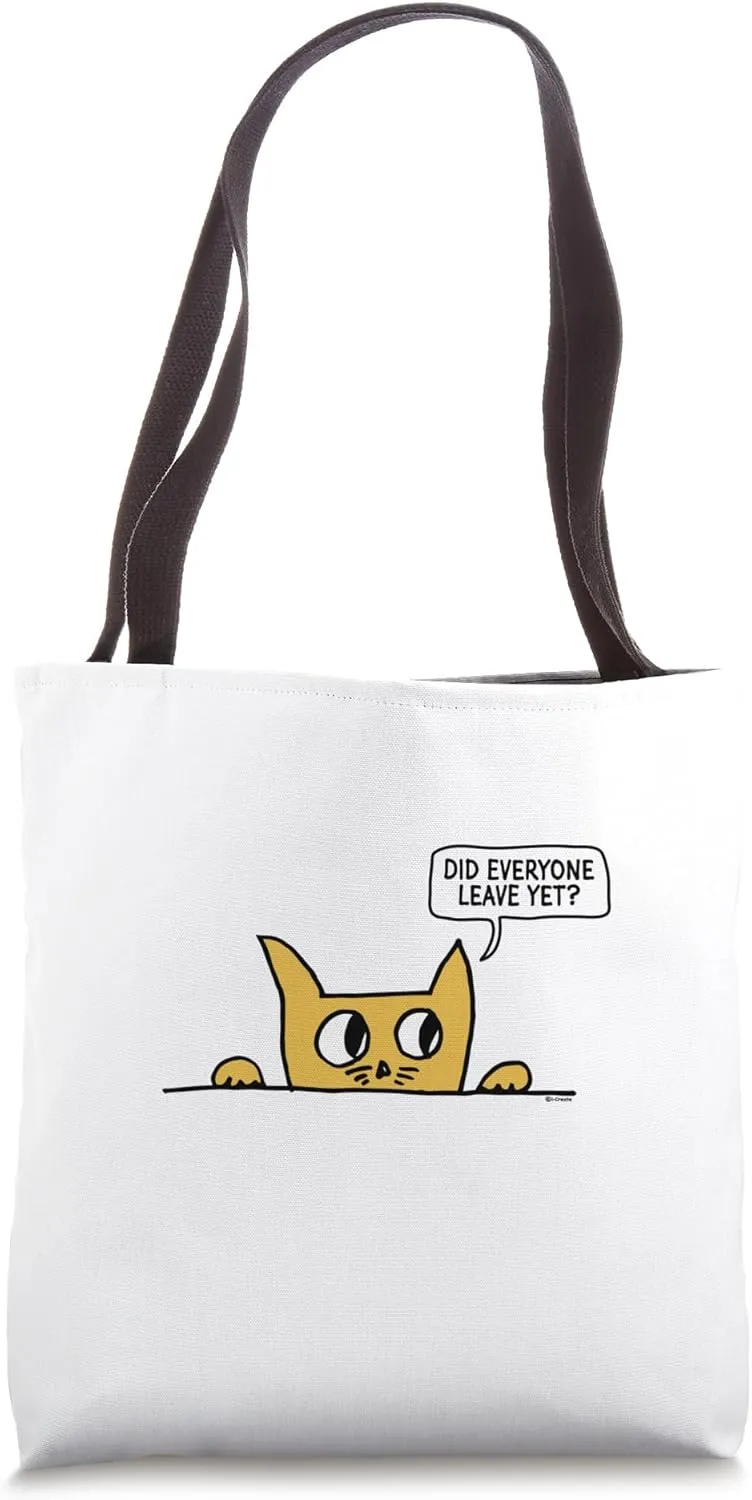 Pet Nervous Shy Cat Humor Tote Bag