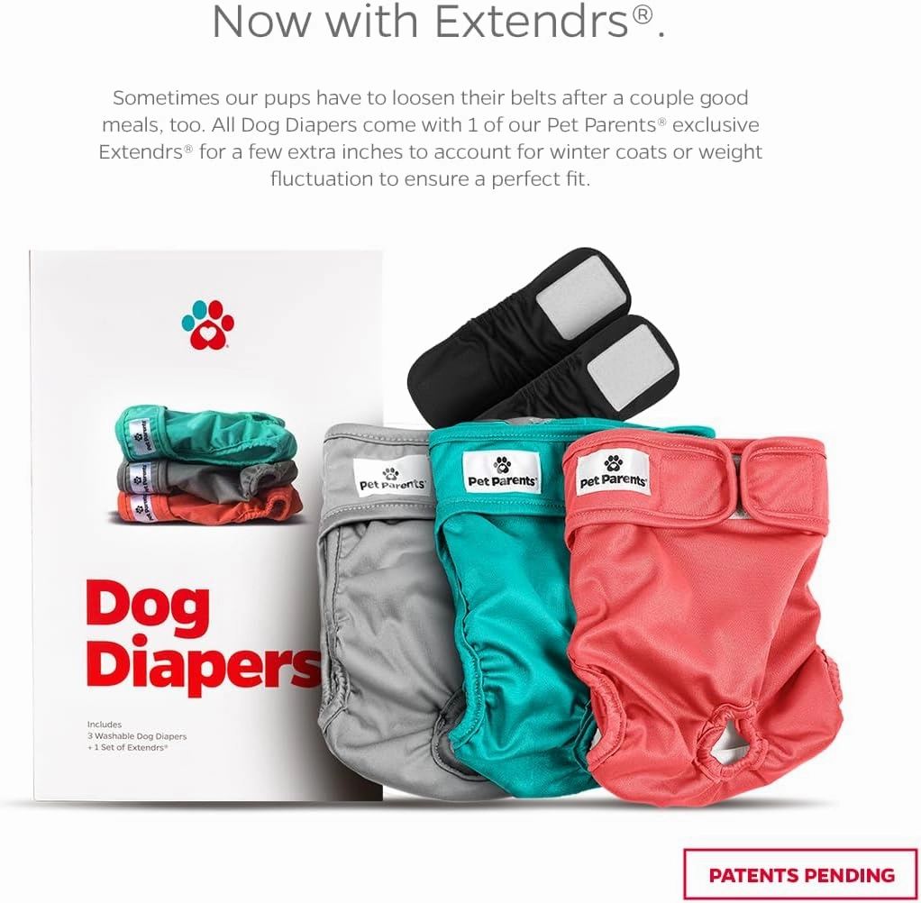 Pet Parents® Washable Dog Diapers (3pack)   Extendrs® of Durable Doggie Diapers, Premium Dog Diapers Female (X-Large, Southern Belle)