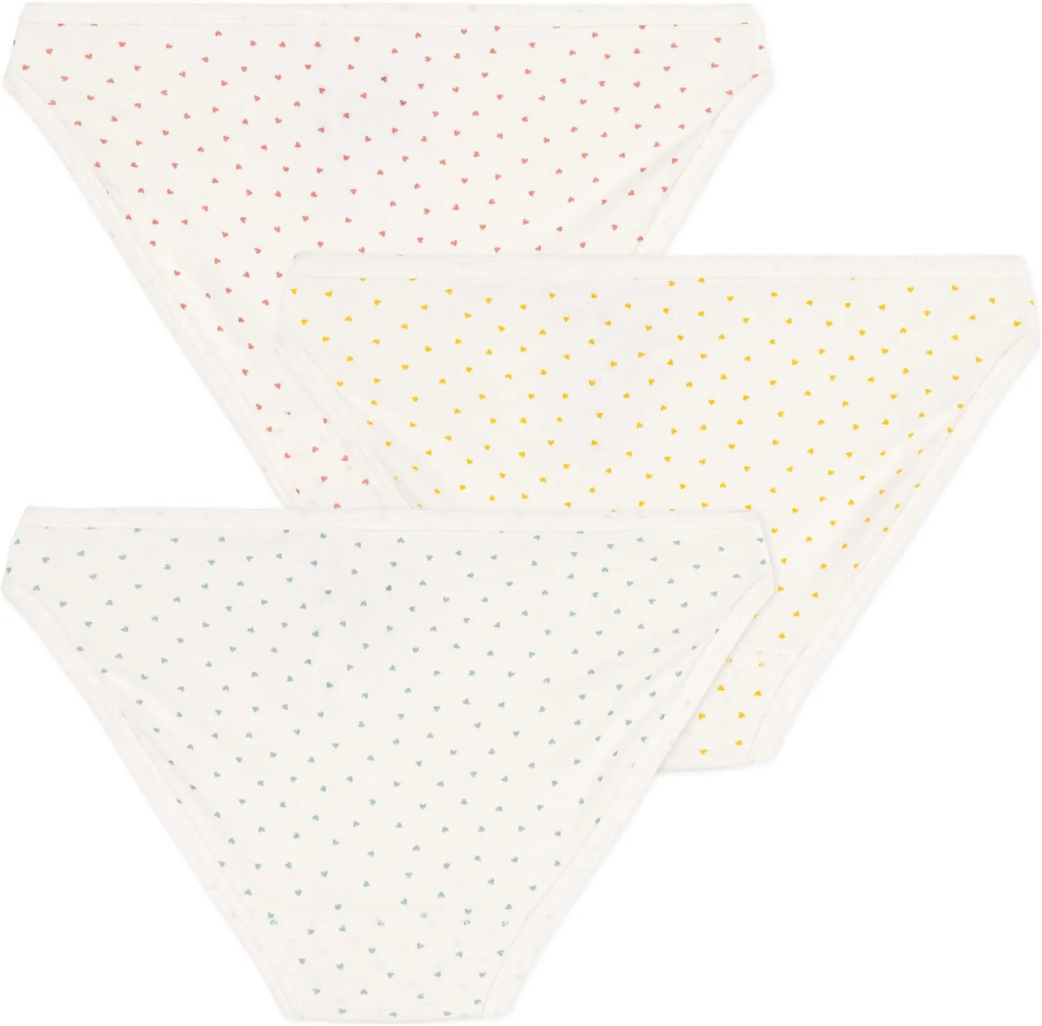 Petit Bateau WOMEN'S COTTON BRIEFS - 3-PACK UNDIES MINI HEARTH DESIGN SIZES XXS-L