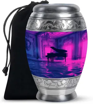 Piano Cremation Urn for Ashes, Unique Urns for Brother and Sister, Memorial Gifts for Home, Human Remains Urn, Funeral and Burial Urns for Family, 10 Inch