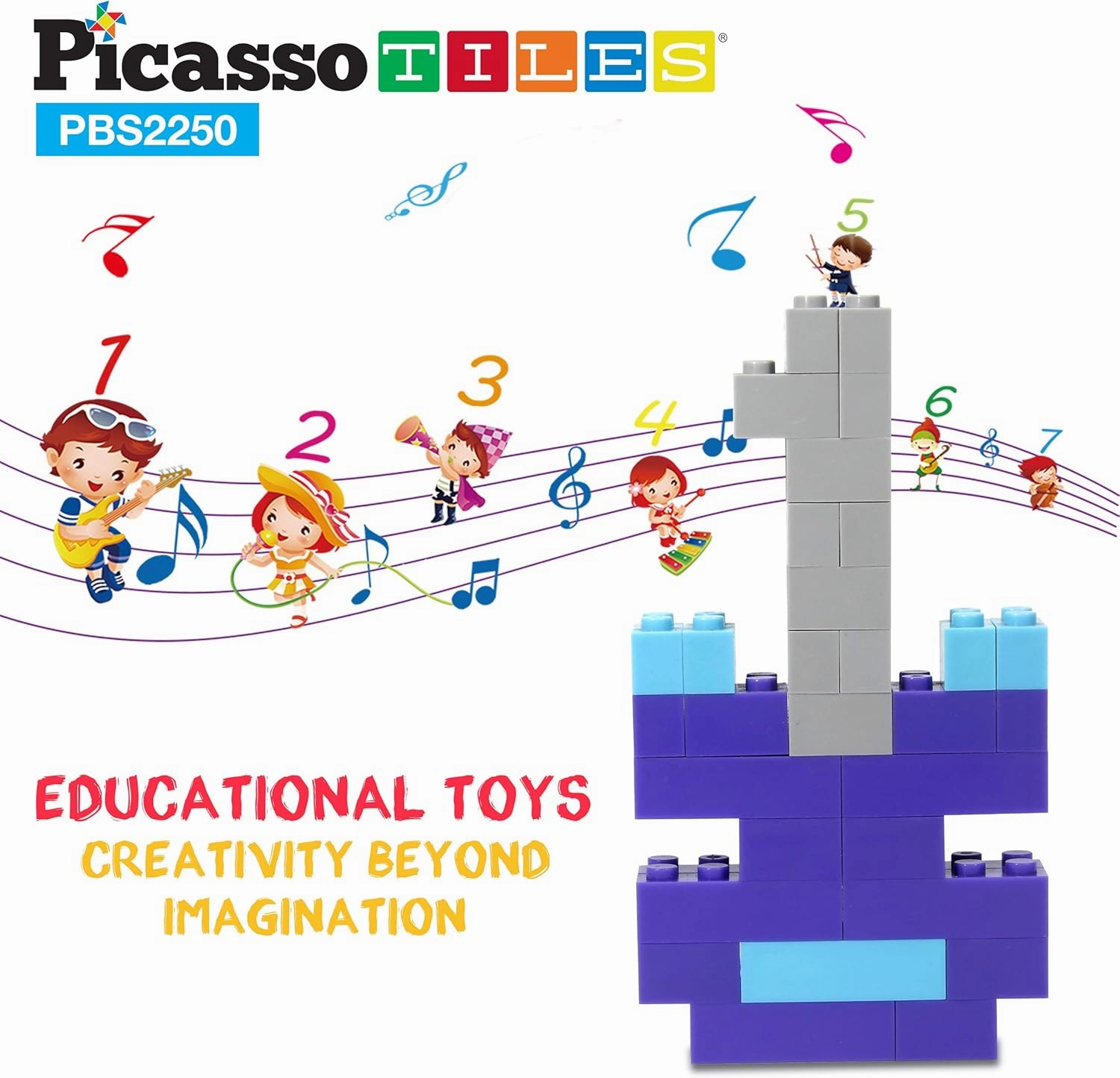 PicassoTiles 2250 PCs Building Block Tiles Creative Shapes to Enhance Imaginative Play Unique Set to Build Houses Animals Dinosaurs and More Vibrant STEM Toys Washable for Learning Education Ages 3 