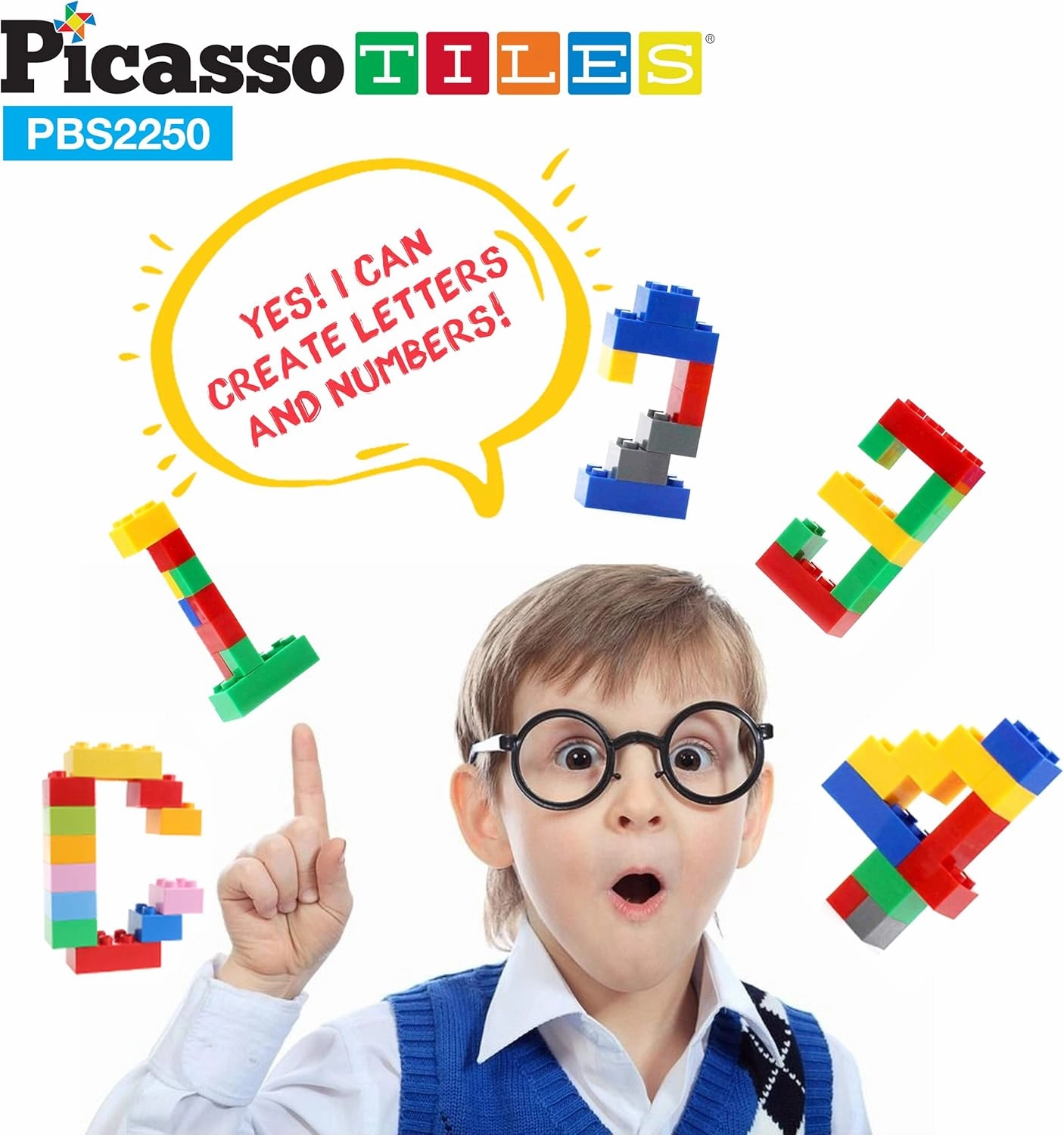 PicassoTiles 2250 PCs Building Block Tiles Creative Shapes to Enhance Imaginative Play Unique Set to Build Houses Animals Dinosaurs and More Vibrant STEM Toys Washable for Learning Education Ages 3 
