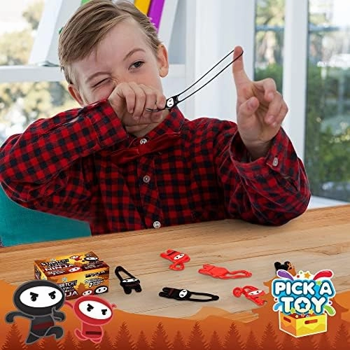 PICK A TOY Stretchy Flying Ninjas 24-Pieces, Slingshot Toys for Boys And Girls, Easter Egg Filler, Karate Birthday Goodie Bags Stuffer And Ninja Party Favors Supplies