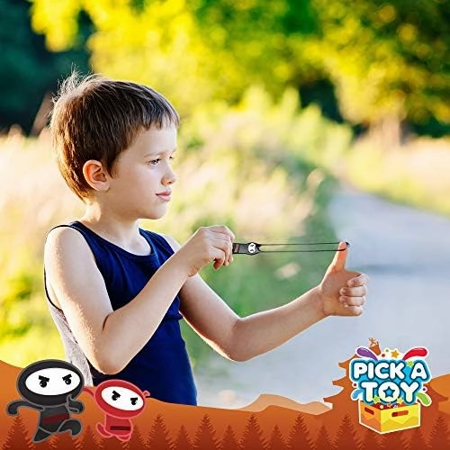 PICK A TOY Stretchy Flying Ninjas 24-Pieces, Slingshot Toys for Boys And Girls, Easter Egg Filler, Karate Birthday Goodie Bags Stuffer And Ninja Party Favors Supplies