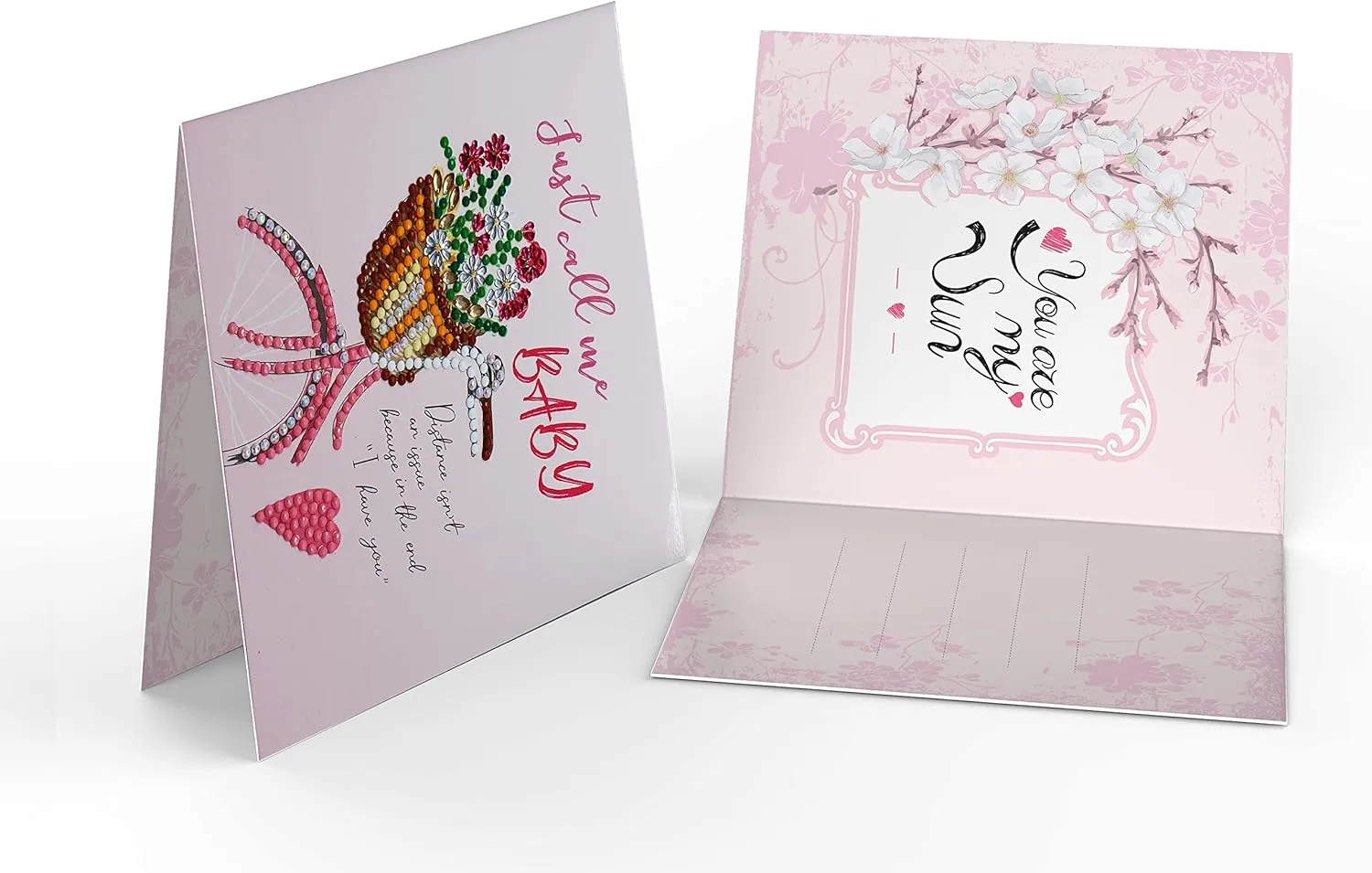 pigpigboss 12 Packs Happy Birthday Diamond Painting Cards, Flower Butterfly Diamond Painting Greeting Cards with Envelop, Birthday Cake Paint with Diamonds Greeting Card Arts Crafts for Adult Beginner