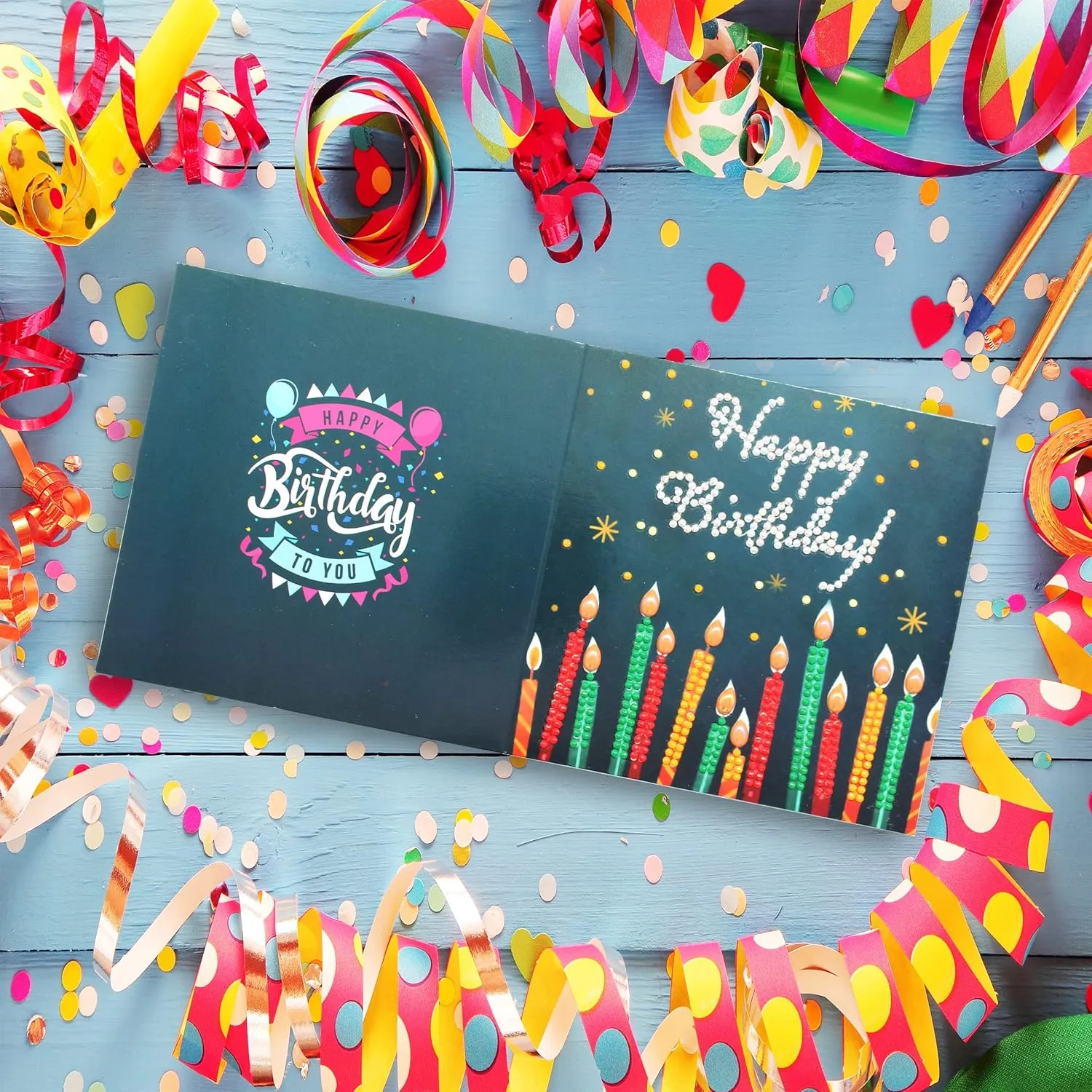 pigpigboss 12 Packs Happy Birthday Diamond Painting Cards, Flower Butterfly Diamond Painting Greeting Cards with Envelop, Birthday Cake Paint with Diamonds Greeting Card Arts Crafts for Adult Beginner