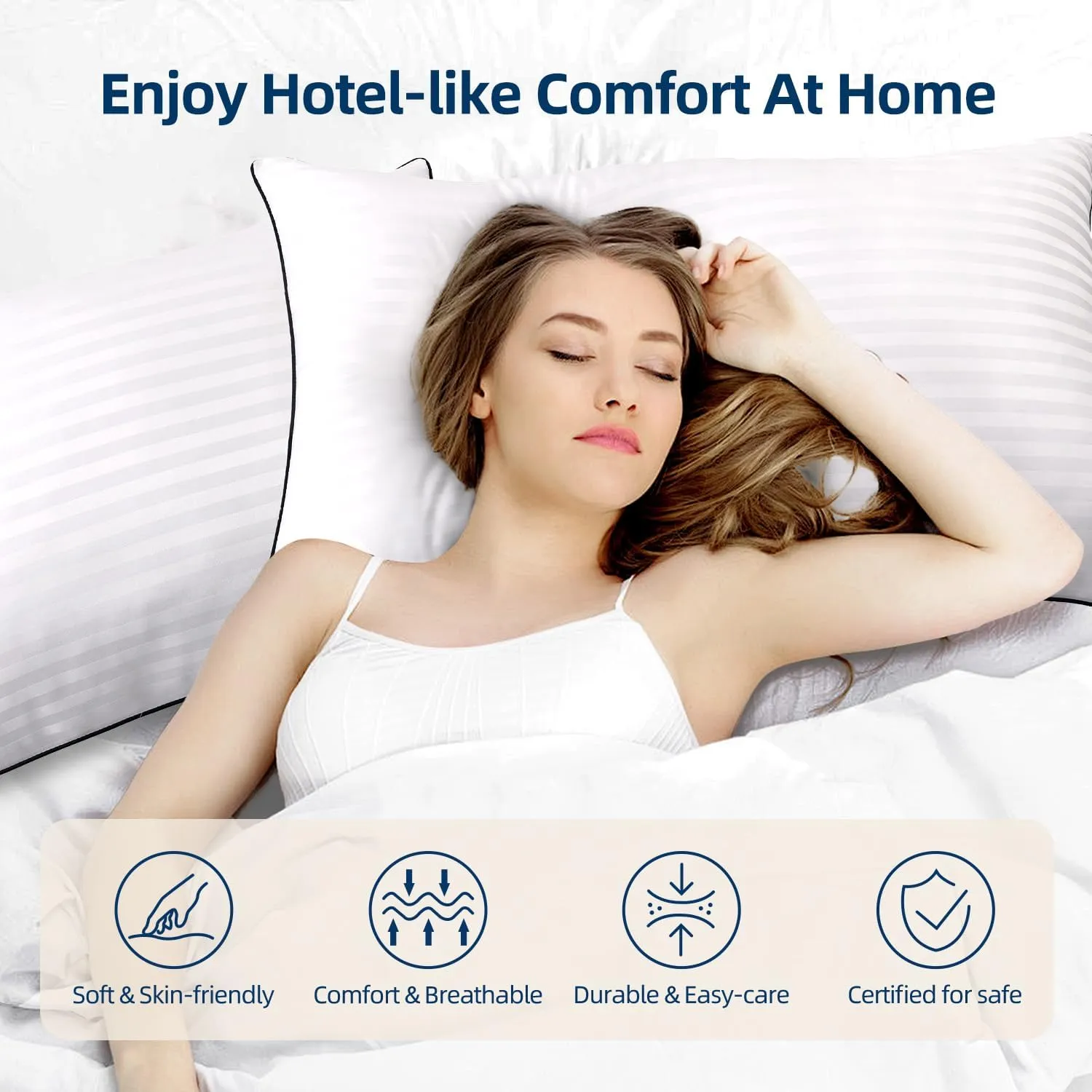 Pillows Queen Size Set of 2, Fluffy & Soft Bed Pillow for Back,Stomach,Side Sleepers, Filled with Down Alternative, Luxury Hotel Pillows for Bed 2 Pack -20×30