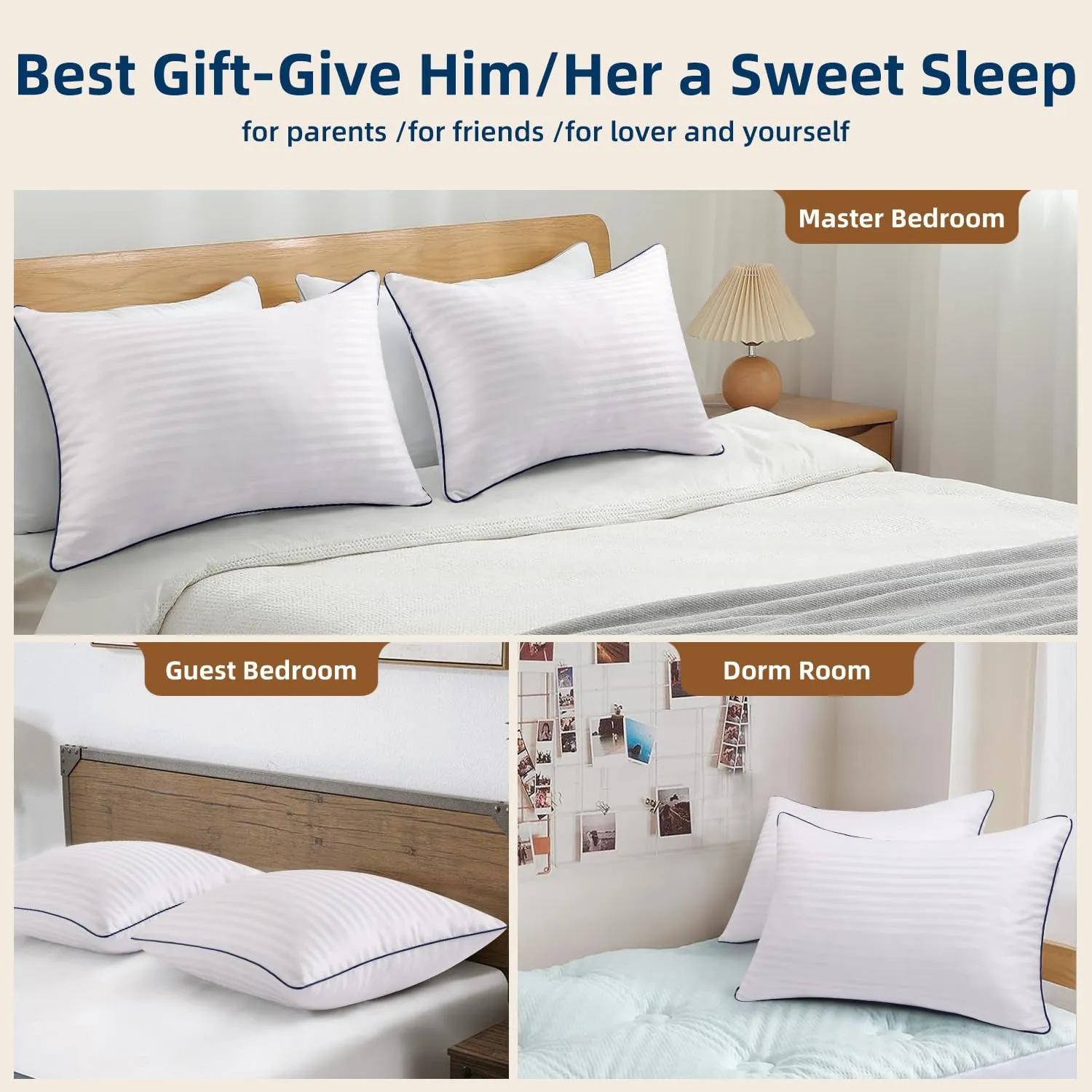 Pillows Queen Size Set of 2, Fluffy & Soft Bed Pillow for Back,Stomach,Side Sleepers, Filled with Down Alternative, Luxury Hotel Pillows for Bed 2 Pack -20×30