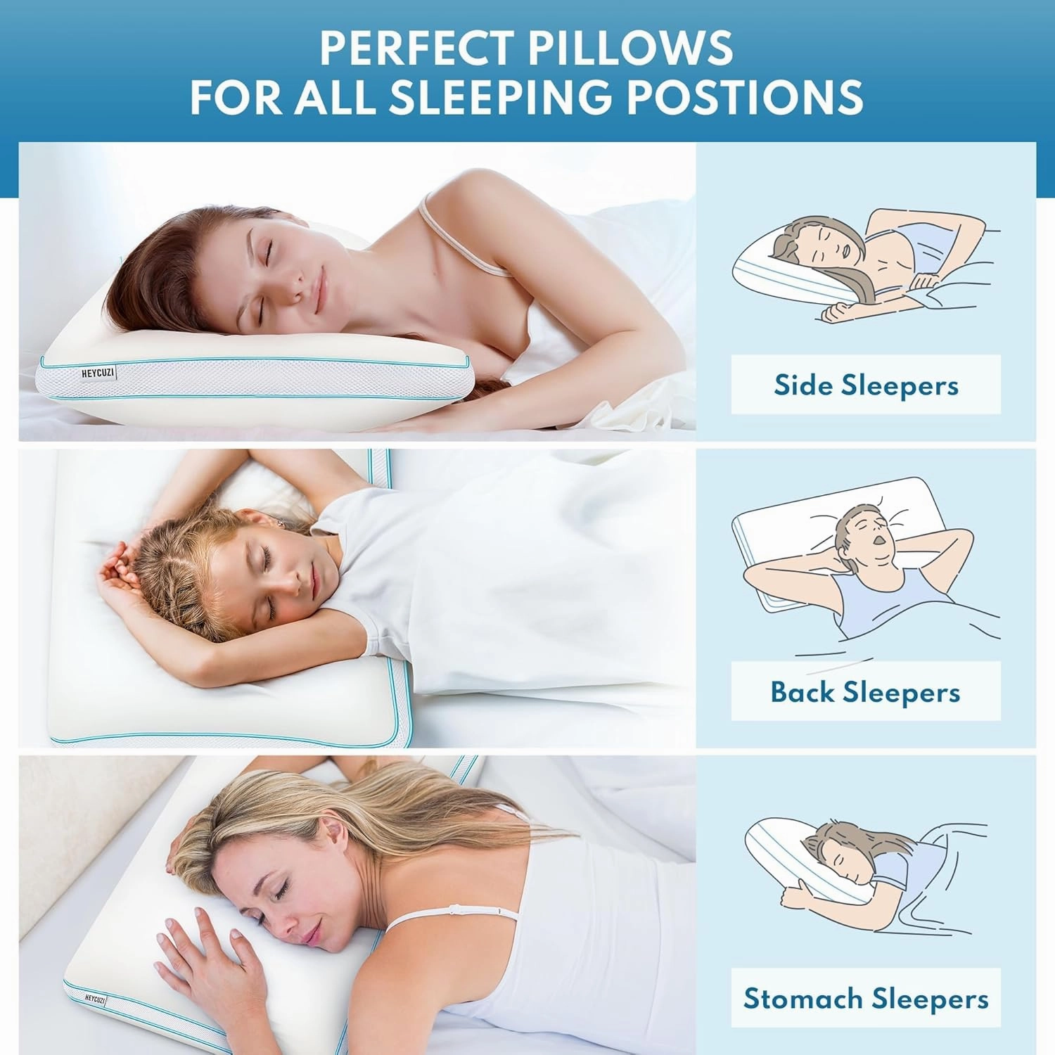Pillows Queen Size Set of 2 for Sleeping - Fluffy Down Alternative Microfiber and Memory Foam Fill, Gusseted Soft Bed Pillow for Side,Stomach and Back Sleepers,Breathable Hotel Pillows(Medium)