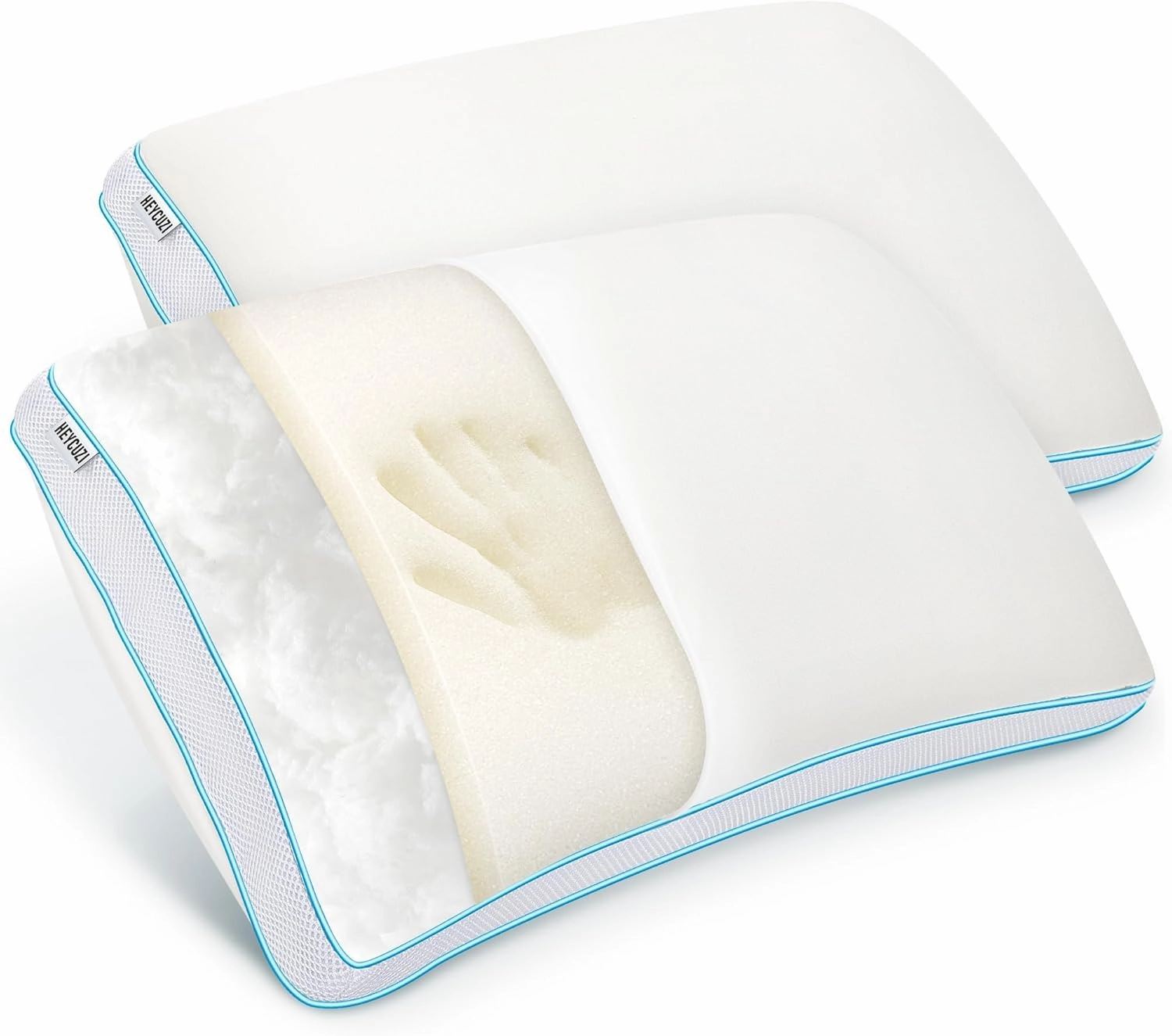 Pillows Queen Size Set of 2 for Sleeping - Fluffy Down Alternative Microfiber and Memory Foam Fill, Gusseted Soft Bed Pillow for Side,Stomach and Back Sleepers,Breathable Hotel Pillows(Medium)