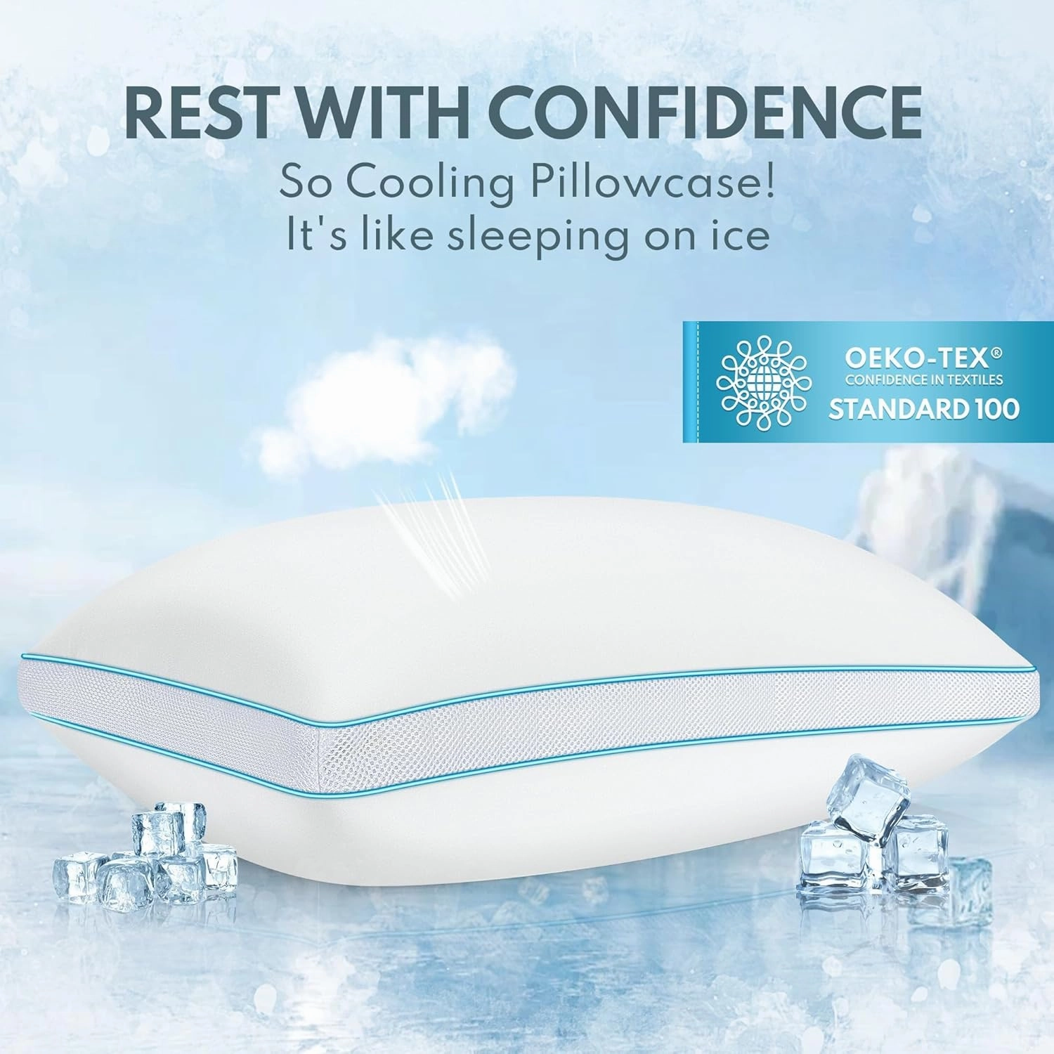 Pillows Queen Size Set of 2 for Sleeping - Fluffy Down Alternative Microfiber and Memory Foam Fill, Gusseted Soft Bed Pillow for Side,Stomach and Back Sleepers,Breathable Hotel Pillows(Medium)