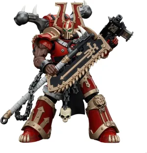 Pipigirl JoyToy GW 40K Genuine License 1:18 Action Figure, World Eaters Khorne Berzerker with Eviscerator Chainaxe, 4.96 inch Collectible Action Figures Sets