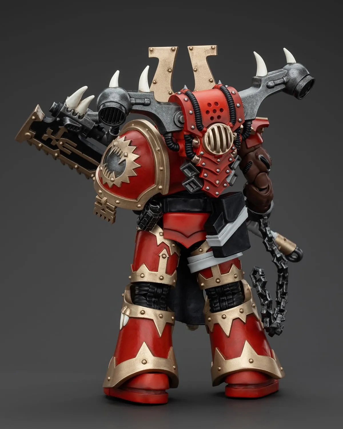 Pipigirl JoyToy GW 40K Genuine License 1:18 Action Figure, World Eaters Khorne Berzerker with Eviscerator Chainaxe, 4.96 inch Collectible Action Figures Sets