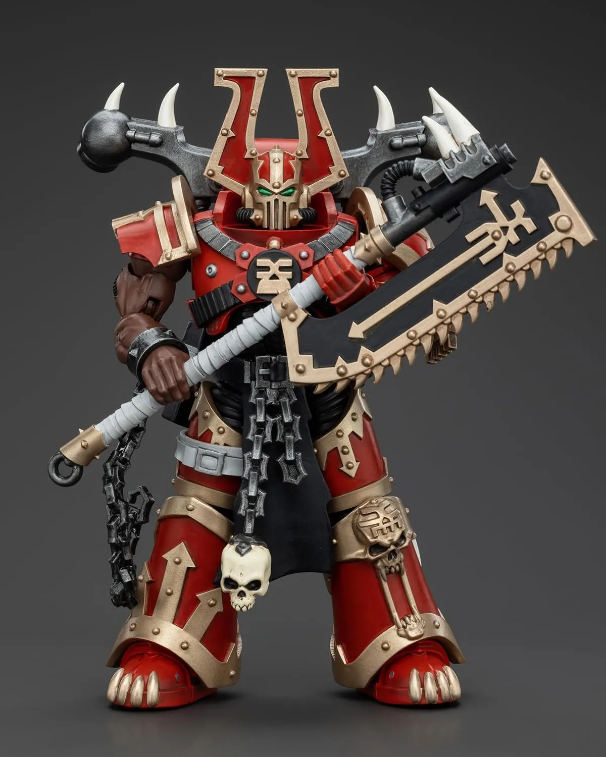 Pipigirl JoyToy GW 40K Genuine License 1:18 Action Figure, World Eaters Khorne Berzerker with Eviscerator Chainaxe, 4.96 inch Collectible Action Figures Sets