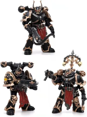 Pipigirl JoyToy × Warhammer Genuine License 1/18 Soldier Action Figures, 4inch Army Military Extreme Warrior Models Kits(Chaos Space Marine Complete Set)