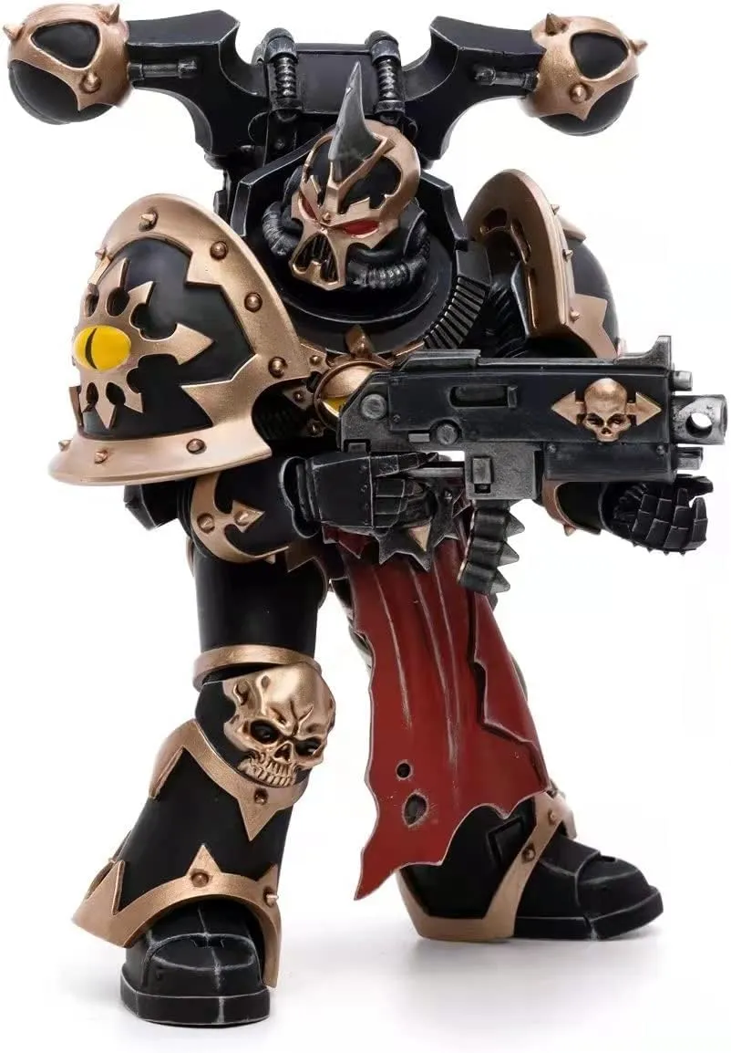 Pipigirl JoyToy × Warhammer Genuine License 1/18 Soldier Action Figures, 4inch Army Military Extreme Warrior Models Kits(Chaos Space Marine Complete Set)