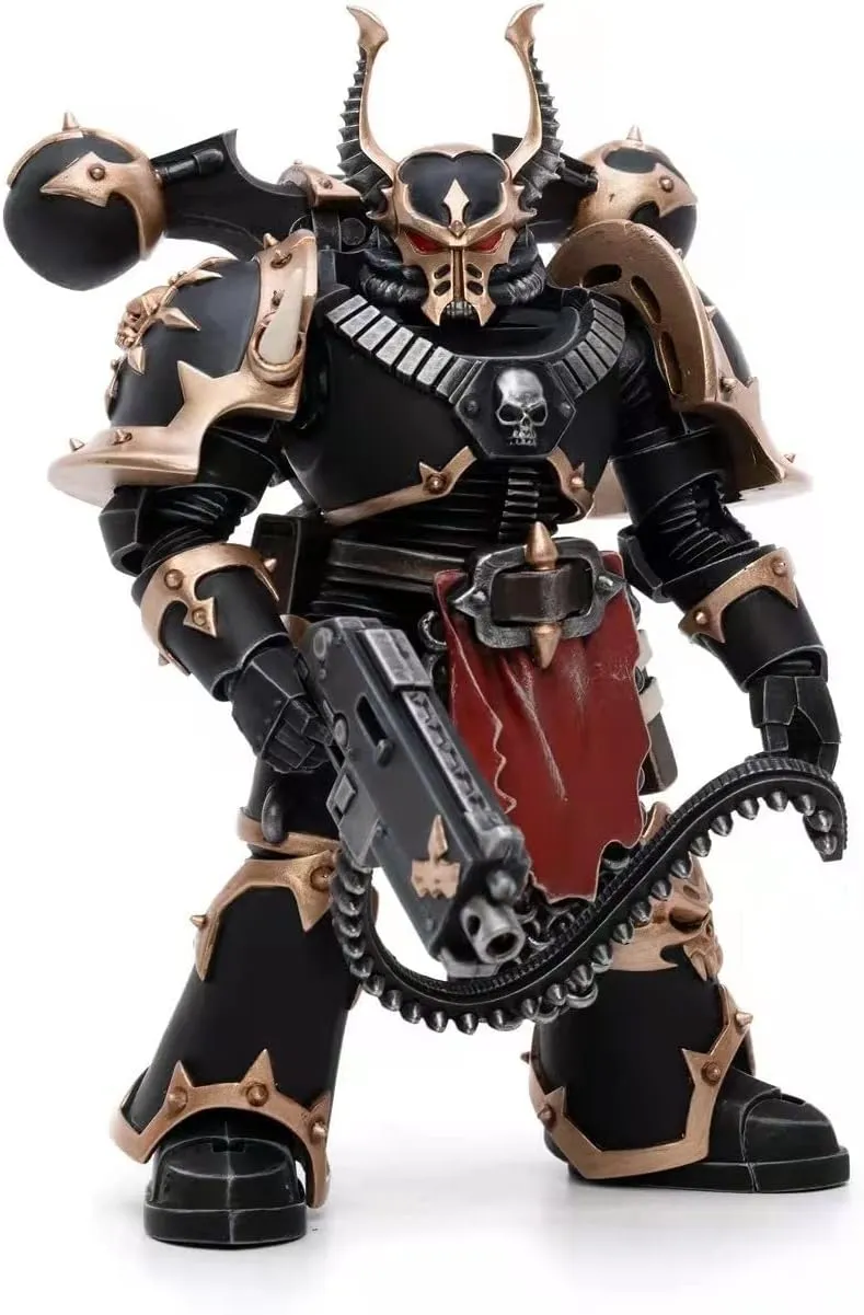 Pipigirl JoyToy × Warhammer Genuine License 1/18 Soldier Action Figures, 4inch Army Military Extreme Warrior Models Kits(Chaos Space Marine Complete Set)