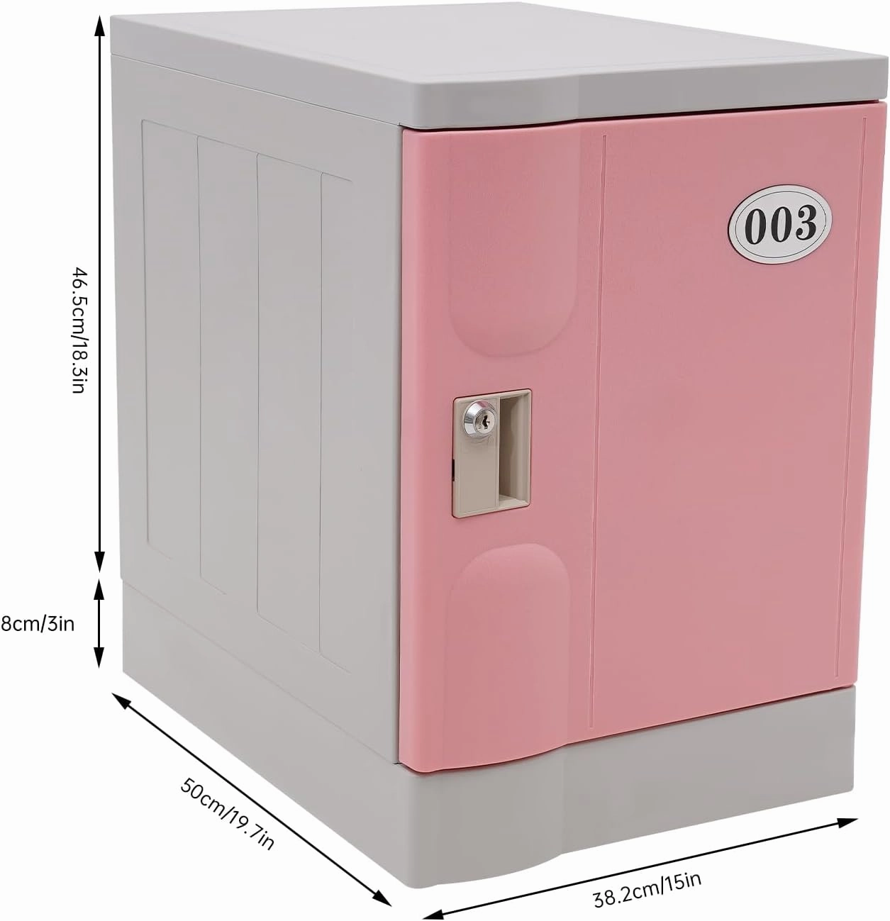 Plastic Locker, Lockable Storage Cabinet 19" with Keys | Great for Kids, Home, School, Office or Outdoor | Toy Box, Footlocker, Bedside Dresser/Nightstand, Sports or Gym (Pink)