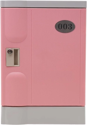 Plastic Locker, Lockable Storage Cabinet 19" with Keys | Great for Kids, Home, School, Office or Outdoor | Toy Box, Footlocker, Bedside Dresser/Nightstand, Sports or Gym (Pink)