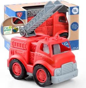 PLAY Eco-Friendly Fire Trucks, [USDA Certified] No BPA/Phthalate/PVC, Recycled Bioplastic Ladder Fire Engine Toy Gift for Boy Girl, Car Toys Vehicle Gift for Kids
