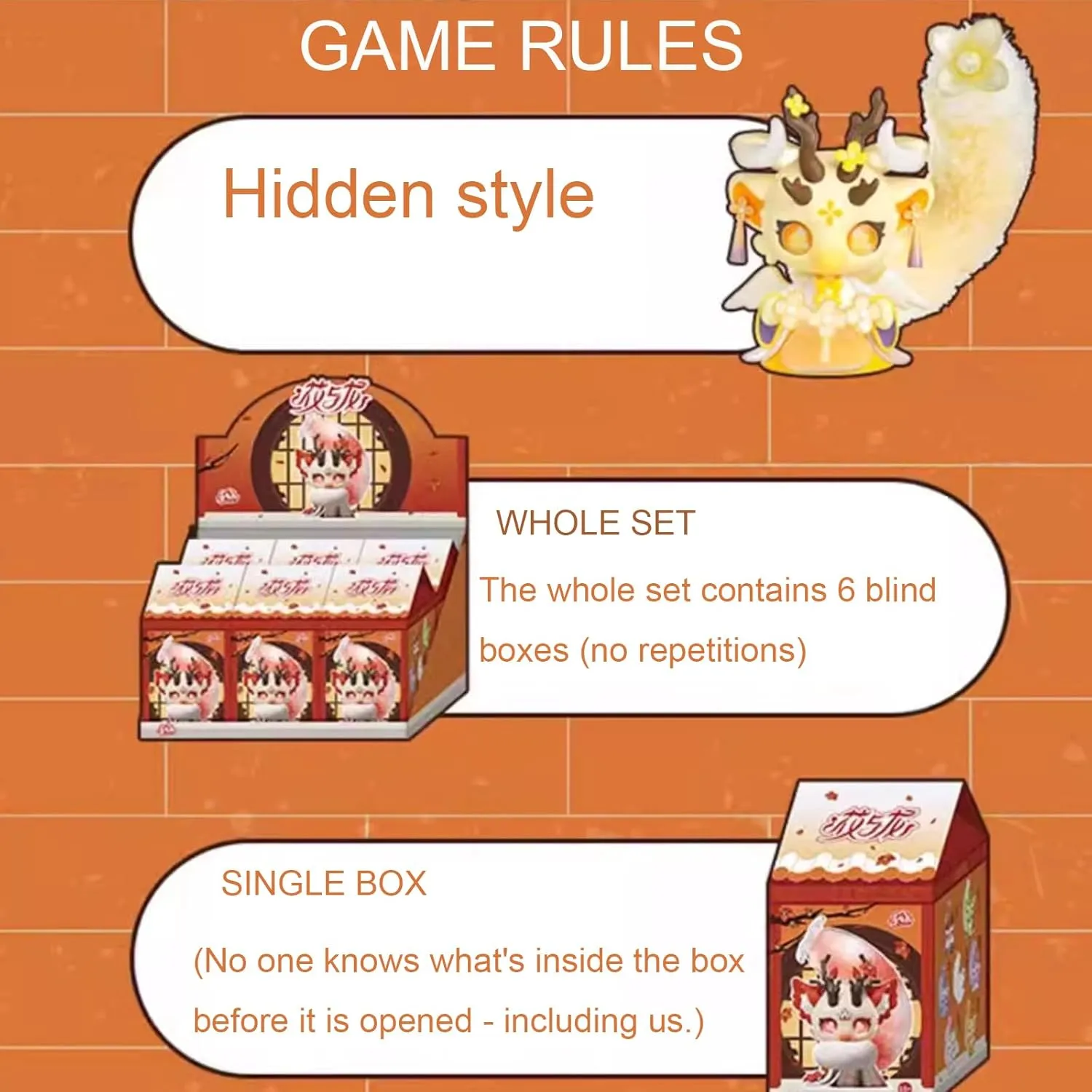 Plush Blind Box Doll Figures Toys,Cute Stuffed Blind Box Toy Kawaii Cabo Rabbit with Dragon Series Blind Box Doll Collectable Action Figure for Girls Gift Toys