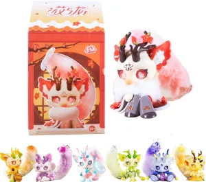 Plush Blind Box Doll Figures Toys,Cute Stuffed Blind Box Toy Kawaii Cabo Rabbit with Dragon Series Blind Box Doll Collectable Action Figure for Girls Gift Toys