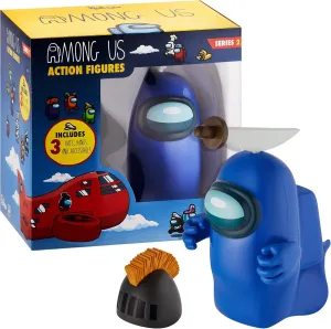 P.M.I. Among Us Action Figure | One of Four 6.7-Inch-Tall Collectibles | Among Us Toys and Playable Mini Toys | Blue Ghost in The Chop-Chop Shiny Knife Hat with Hidden Hat and Hands | Kids’ Toys