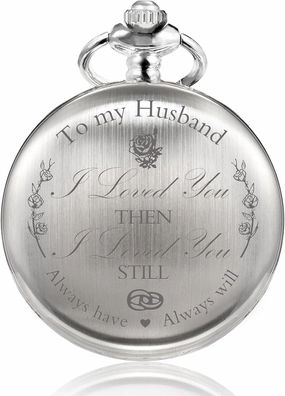 Pocket Watch Valentines Gift for Husband Gifts for Men Engraved to My Husband - Gift for Husband from Wife for Birthday Wedding Anniversary
