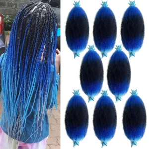 poetically Ombre Blue Marley Twist Braiding hair 16'' Springy Afro Twist Hair Pre Separated Kinky Twist Hair Wrapping Hair, 3 Tones Black Blue Sky Blue Marley Hair,Kinky Twist Hair for Braiding