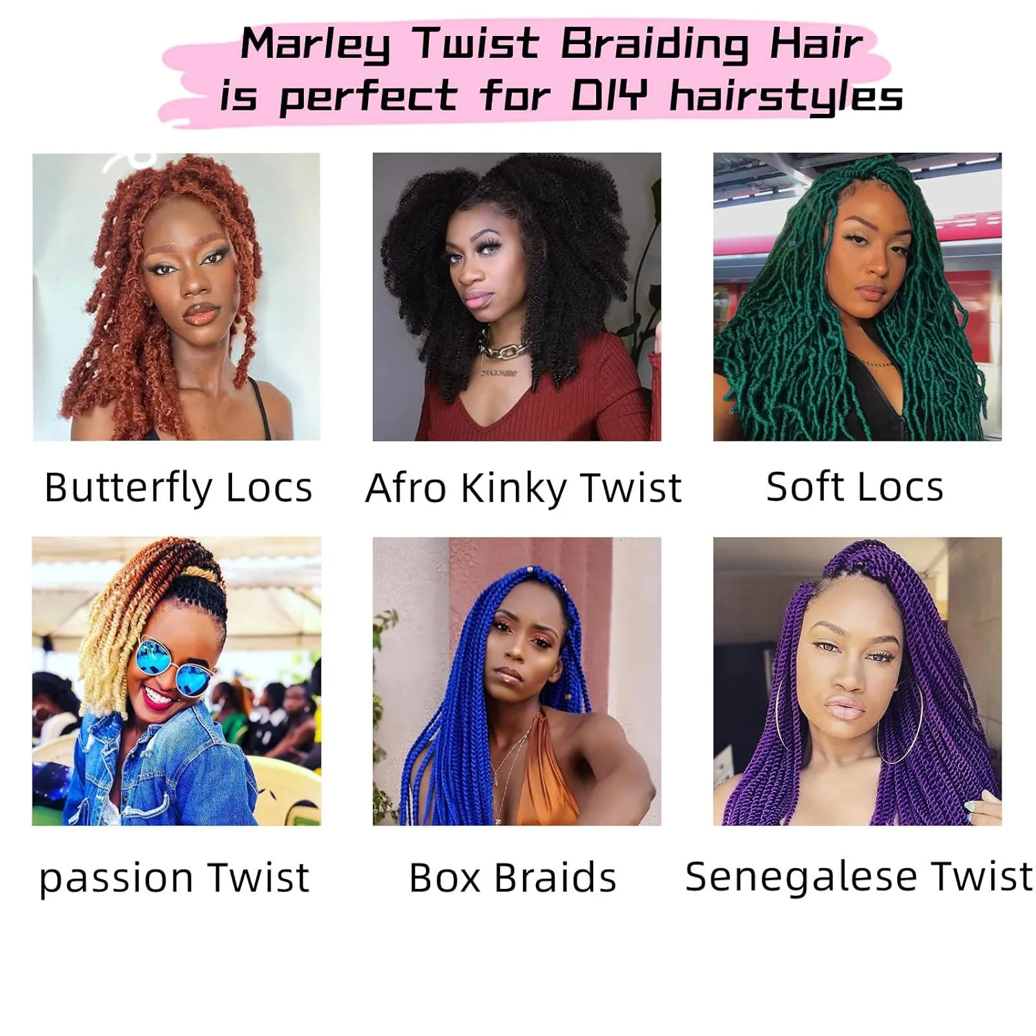 poetically Ombre Blue Marley Twist Braiding hair 16'' Springy Afro Twist Hair Pre Separated Kinky Twist Hair Wrapping Hair, 3 Tones Black Blue Sky Blue Marley Hair,Kinky Twist Hair for Braiding
