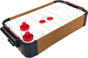 Portable Table Top Mini Wooden Air Hockey Game With 2 Strikers and 2 Pucks - Tabletop Air Hockey