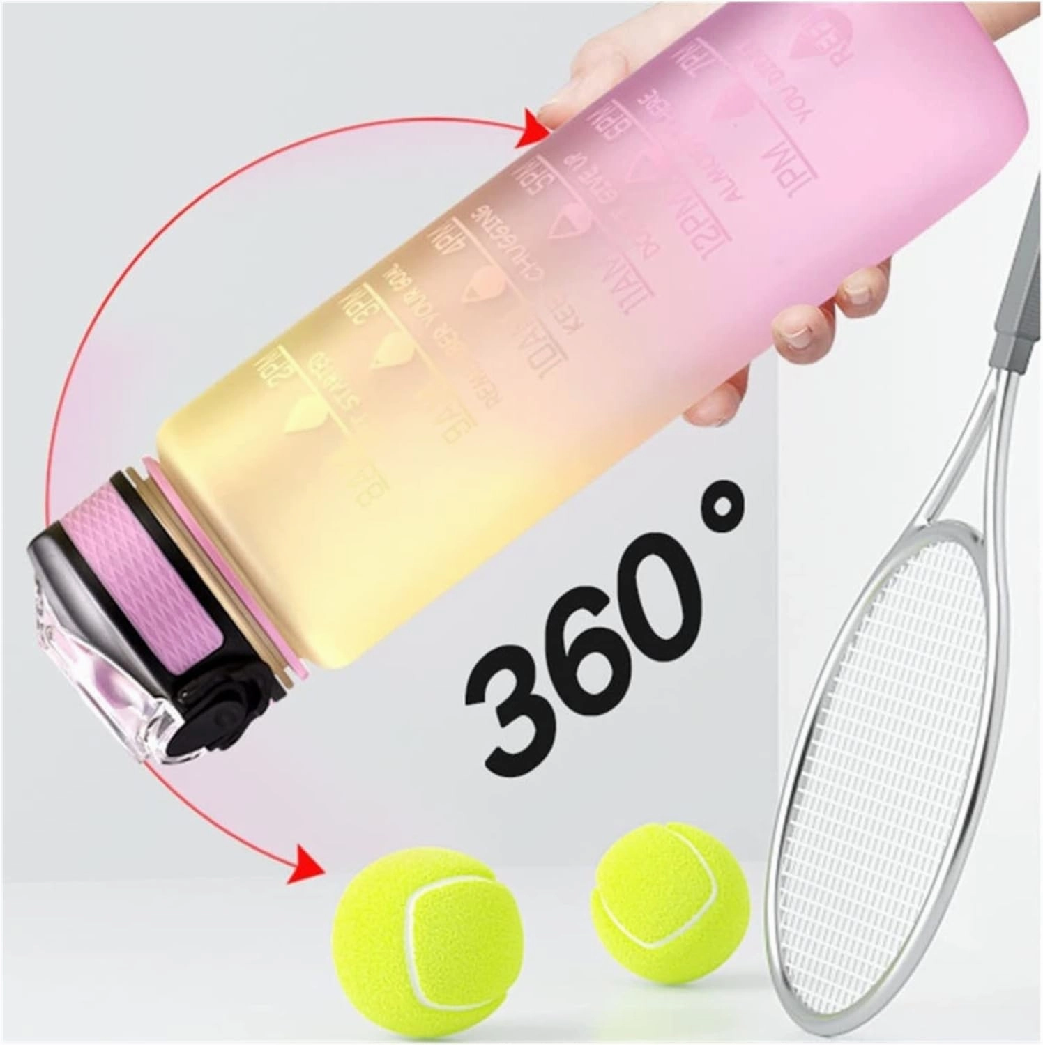 Portable Water Bottle Motivational Sports Water Jug with Time Maker Leak-Proof Cup for Outdoor Sport Fitness BPA Free Water Bottles