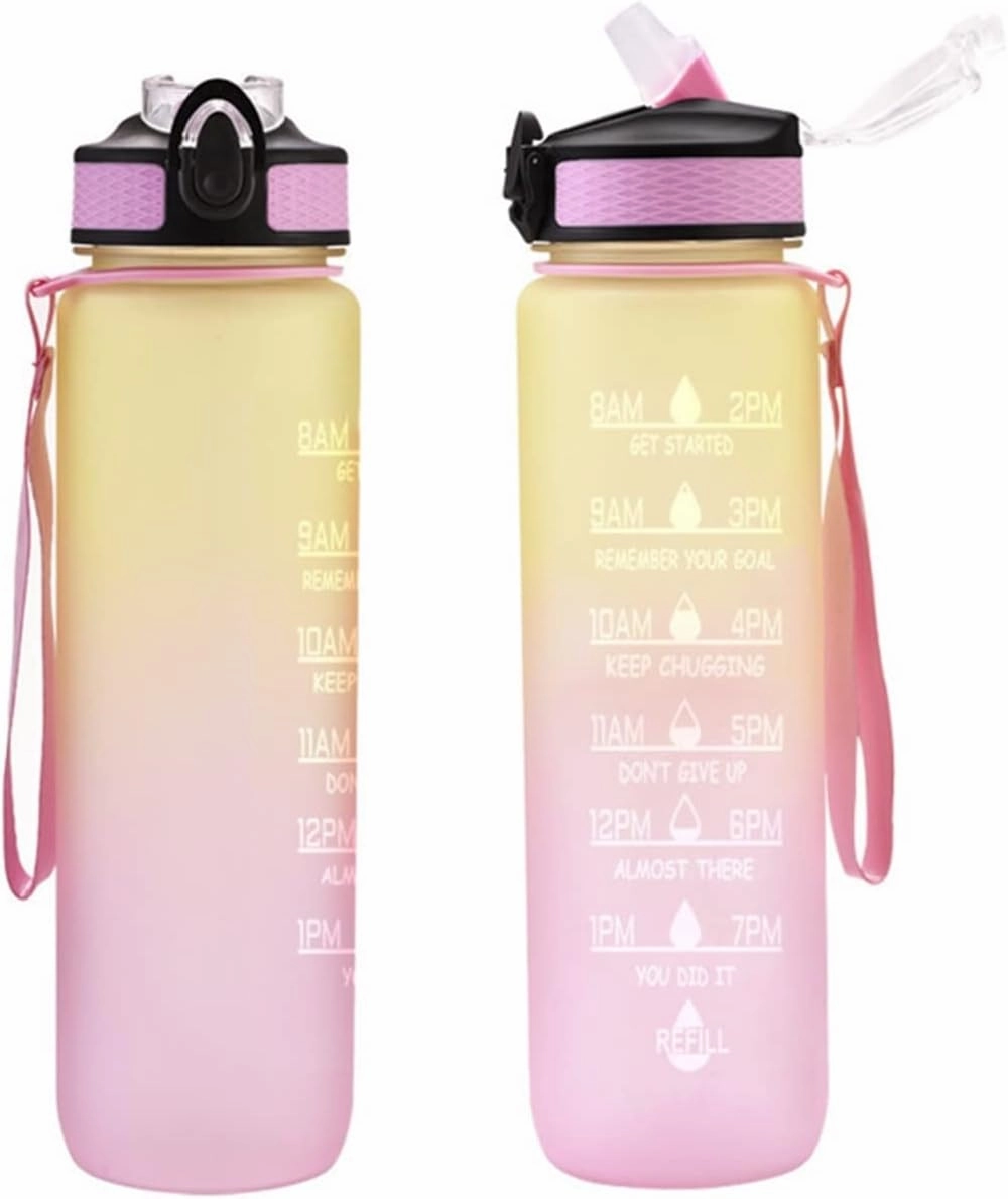 Portable Water Bottle Motivational Sports Water Jug with Time Maker Leak-Proof Cup for Outdoor Sport Fitness BPA Free Water Bottles