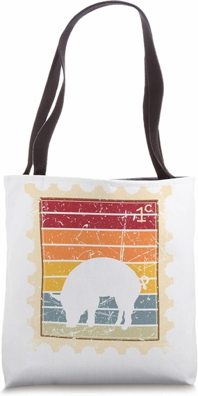 Postage Stamp with a Sunset Pig Tote Bag