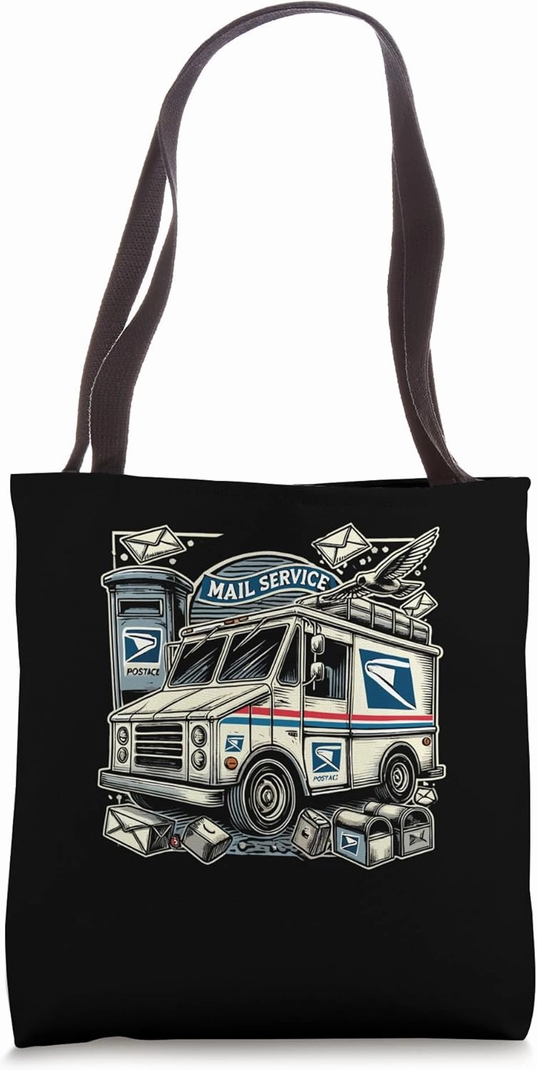 Postal Service Truck Illustration Postal Carrier Mailman Tote Bag