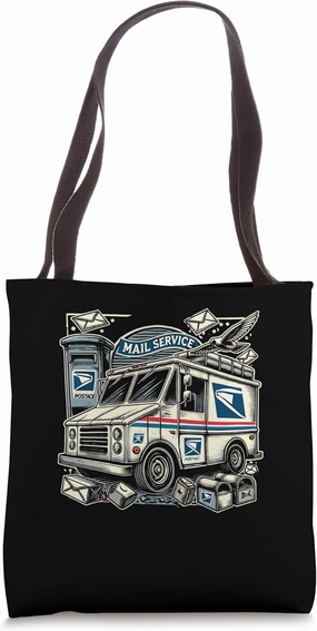 Postal Service Truck Illustration Postal Carrier Mailman Tote Bag
