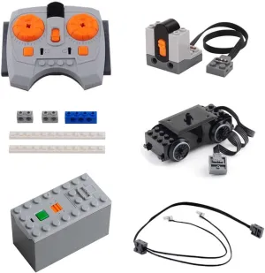 Power Functions Train Motor Kit Technical Parts Building Blocks Set IR Speed Remote Control Receiver AAA Battery Box LED Lights