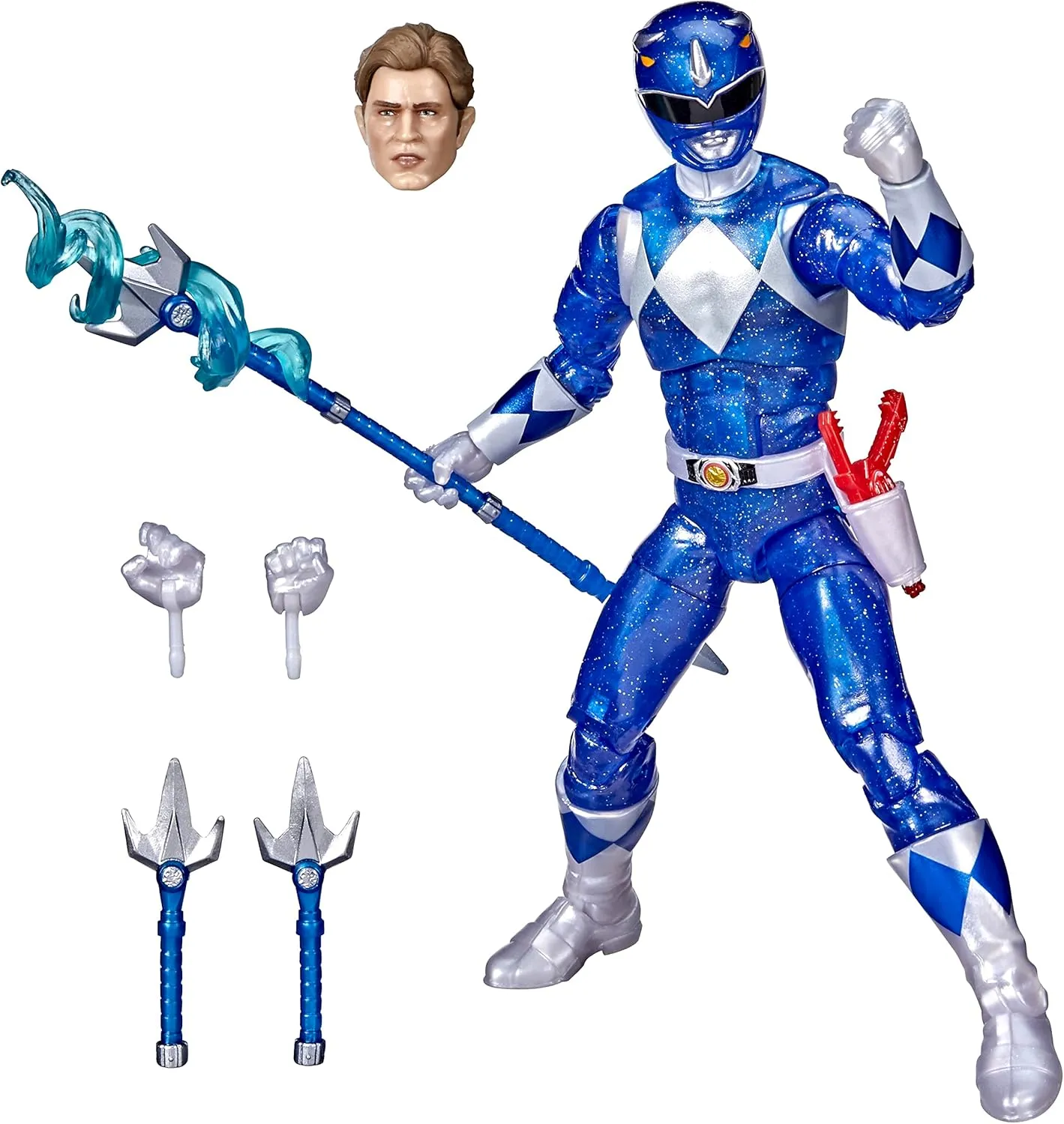 Power Rangers Lightning Collection 6-Inch Mighty Morphin Metallic Blue Ranger Collectible Action Figure Toy with Accessories F2353