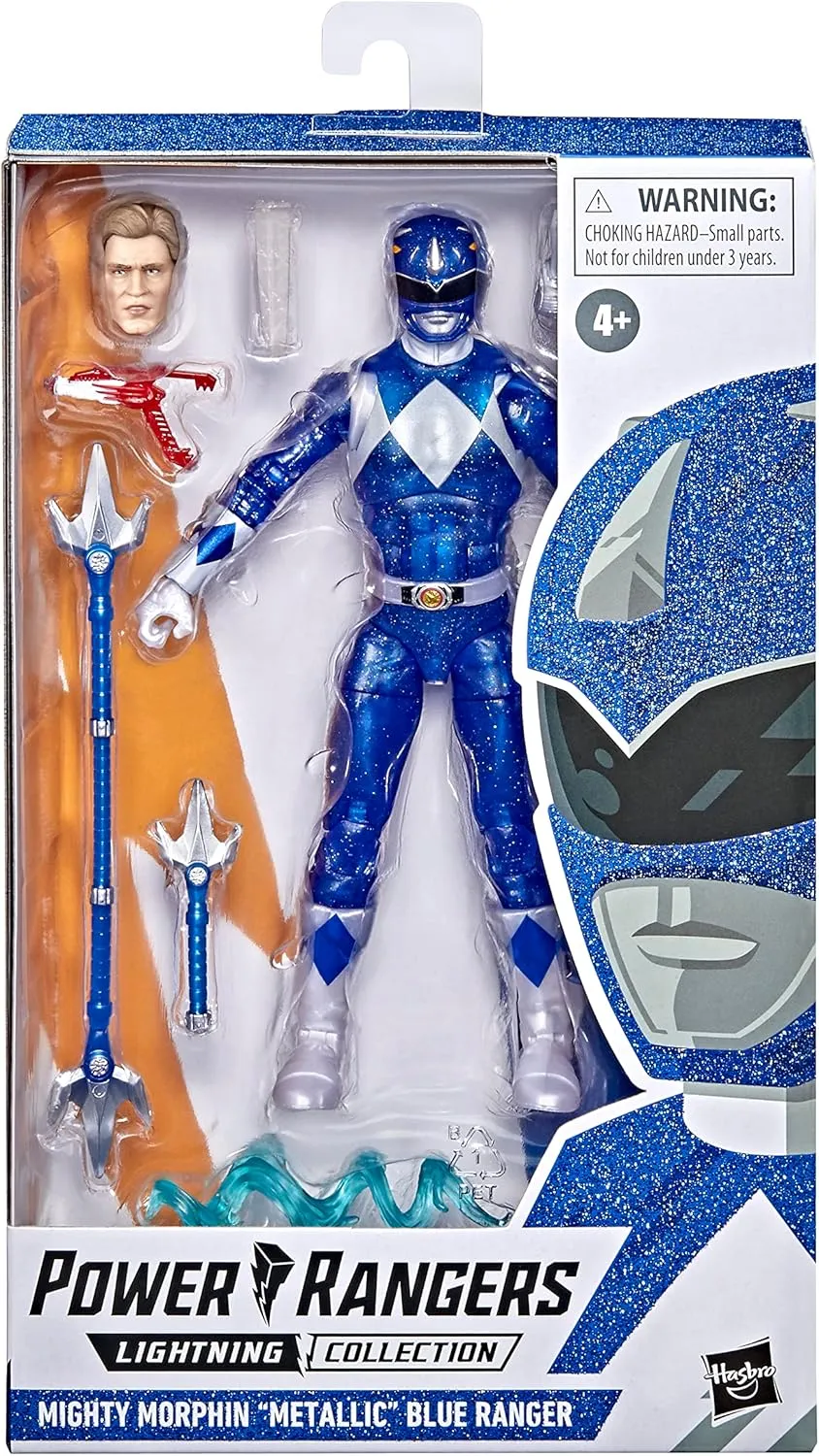 Power Rangers Lightning Collection 6-Inch Mighty Morphin Metallic Blue Ranger Collectible Action Figure Toy with Accessories F2353