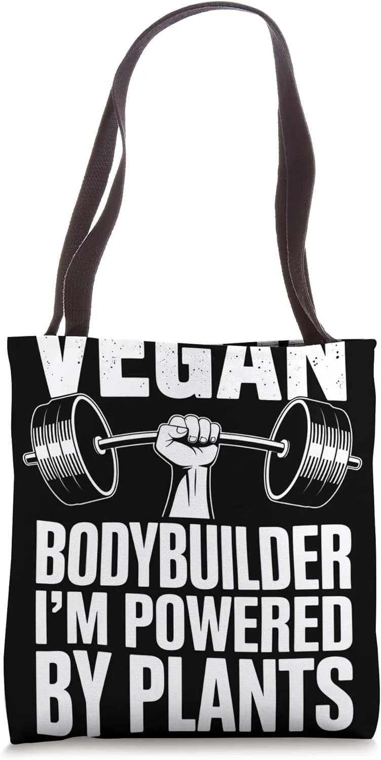 Powered By Plants Vegetarian Vegan Bodybuilder Tote Bag