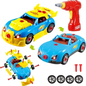 PowerTRC Take Apart Racing Car Toddler Toys Set, 30 Pcs Stem Learning Education Toy Build Your Own Car Construction Set with Drill, Light, Sound