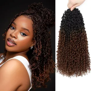 Pre-looped Yanky Twist Crochet Hair 8Packs 12inch Pre-twisted Passion Mini Twist Crochet Hair Spring Mini Twist Ombre Brown Crochet Braid Hair with Curly Hair Senegalese Twist Braids #OT30