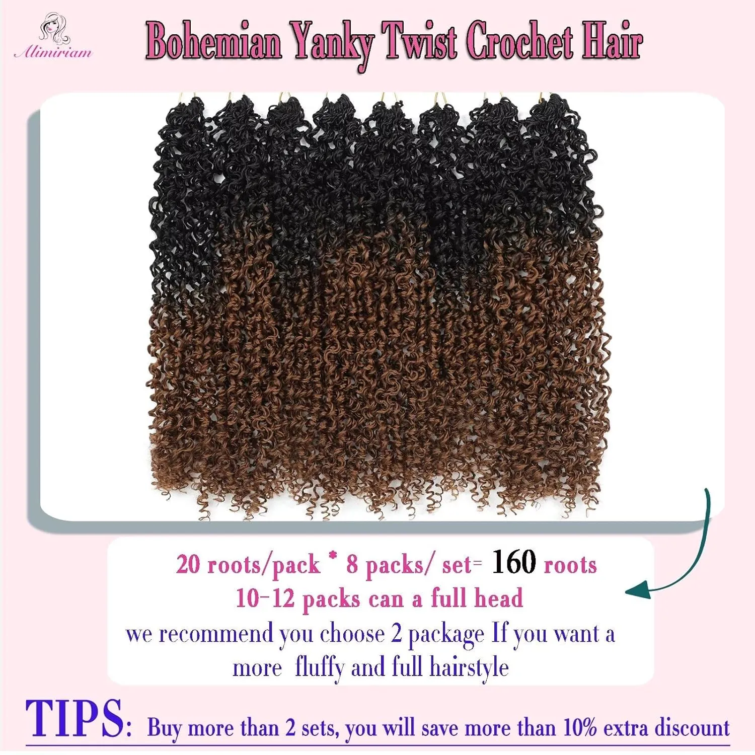 Pre-looped Yanky Twist Crochet Hair 8Packs 12inch Pre-twisted Passion Mini Twist Crochet Hair Spring Mini Twist Ombre Brown Crochet Braid Hair with Curly Hair Senegalese Twist Braids #OT30