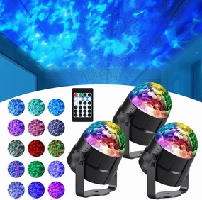 Preboun 3 Pcs Water Light Projector Ocean Wave Light Outdoor Water Effect Night Projector, 15 Colors LED Waterproof with Remote for Halloween Wedding Party Landscape Wall Tree Decoration(Water Wave)