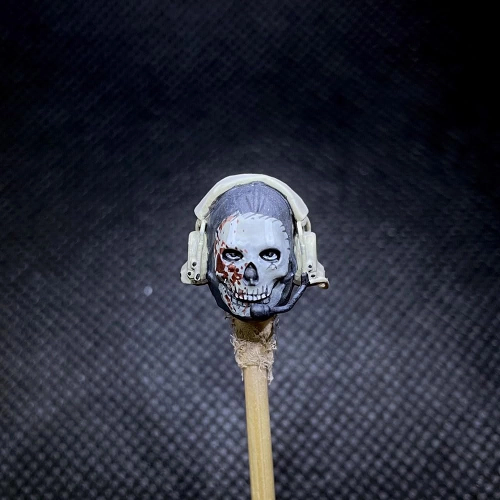 Premium Custom 1/18 Blood Ghost Head Sculpt Soldier Man Head for 3.75 inch Action Figure Accessory
