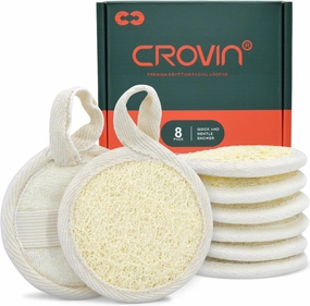 Premium Exfoliating Facial Loofah Pads, Natural Luffa Face Scrubber and Cleansing Face Sponge for Easily and Effectively Clean Up Your Face-8 Count (1 Pack)