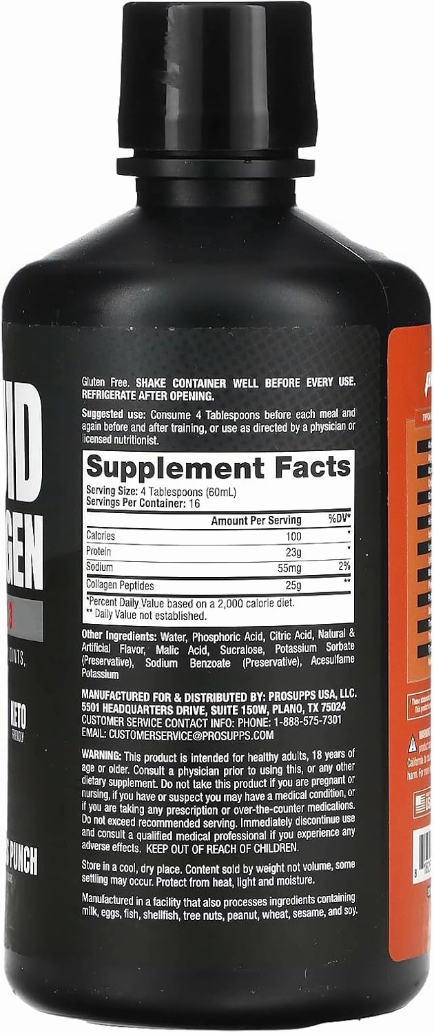 PROSUPPS Amino23 Liquid Collagen Shots, Citrus Punch - Collagen Peptide Post Workout Supplement Supports Healthy Aging, Joints, Skin & Hair - Gluten-Free & Zero Sugar - 16 Servings